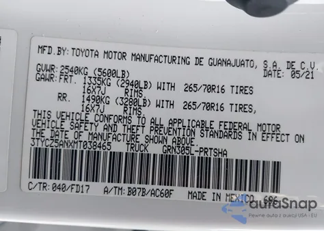 2021 Toyota Tacoma Trd Off-Road из США, поврежденный, VIN 3TYCZ5ANXMT038465